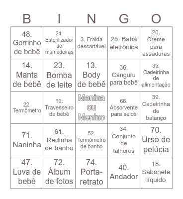 Chá Revelação 💜💚 Bingo Card