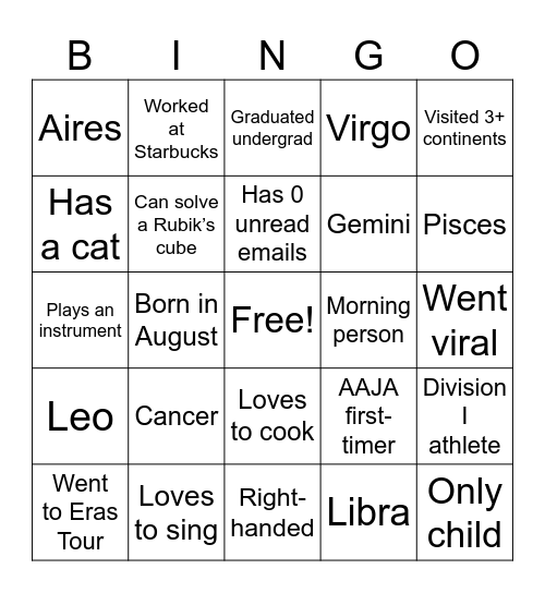 Voices Bingo Card