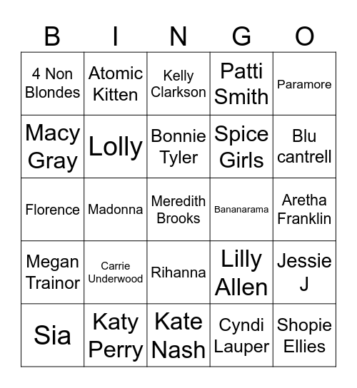 GIRL POWER Bingo Card