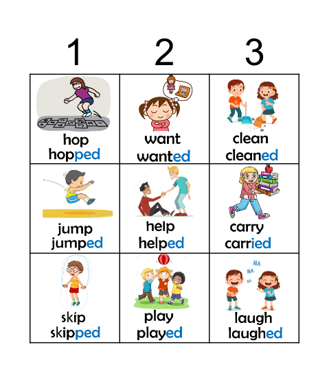 REGULAR VERBS Bingo Card