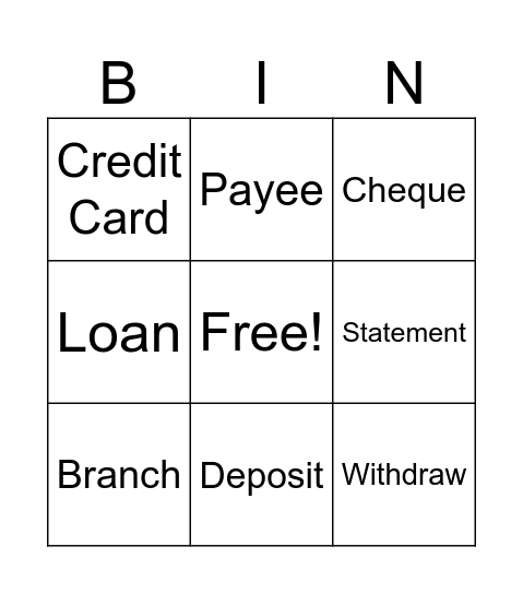 Saving Money Bingo Card