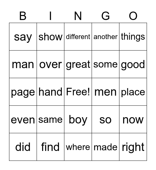 4-2 Bingo Card