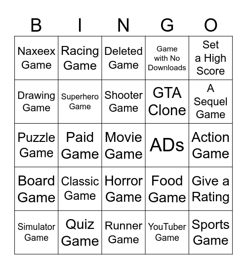 Playstore BINGO Card