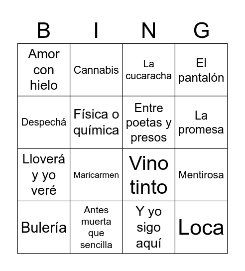 Día de las cuadrillas Bingo Card