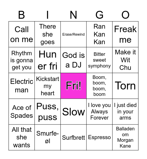 MUSIKK BINGO Card