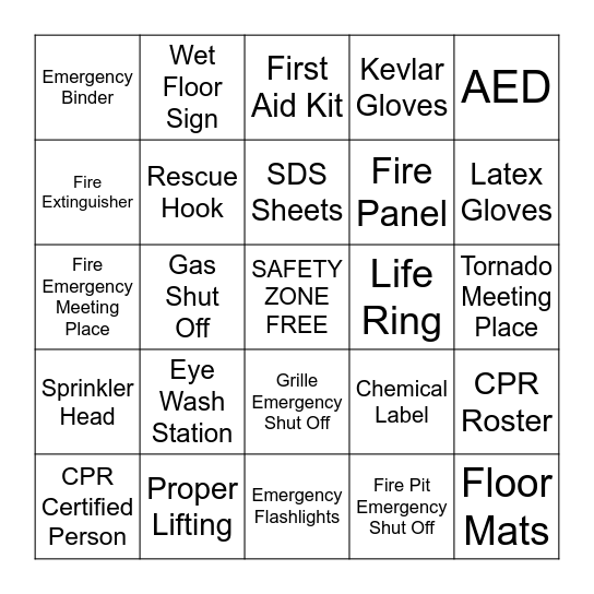 Residence Inn Safety Scavenger Hunt Bingo Card