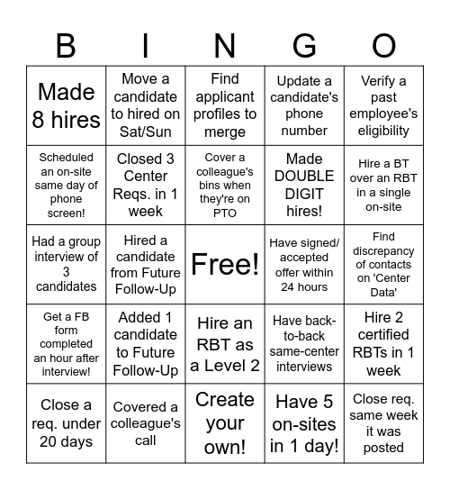 BSP Bingo Card