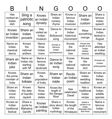 Independence day Bingo Card