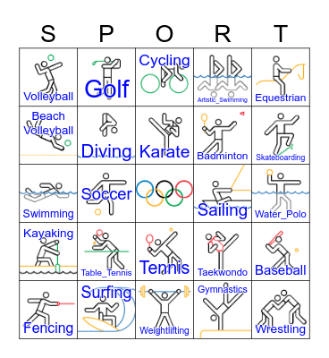 Olympics Bingo Card