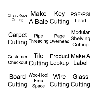 Call Button Bingo Card
