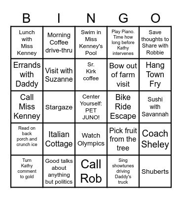 Californi-Joy Bingo Card