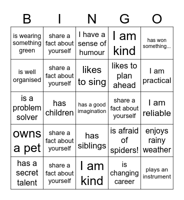 Getting to Know You Bingo Card