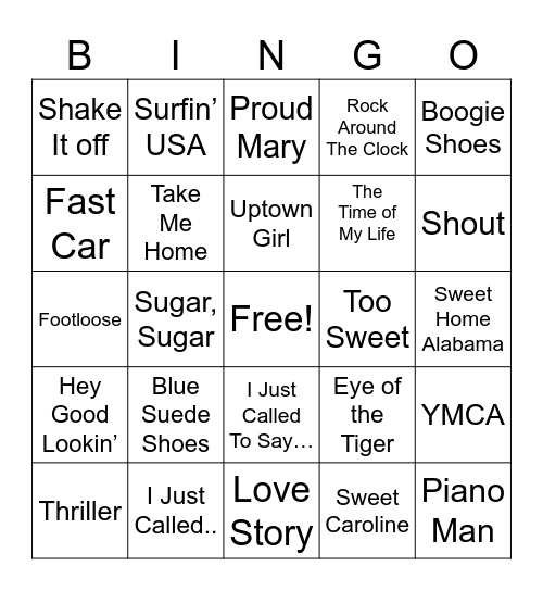 Music Bingo Card