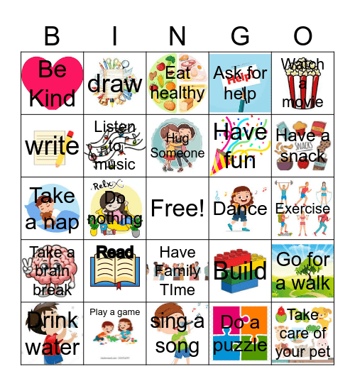 Self Care Bingo Card