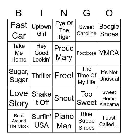 Music Bingo Card