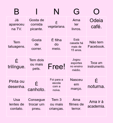 Rebeca's Bridal Shower Bingo Card