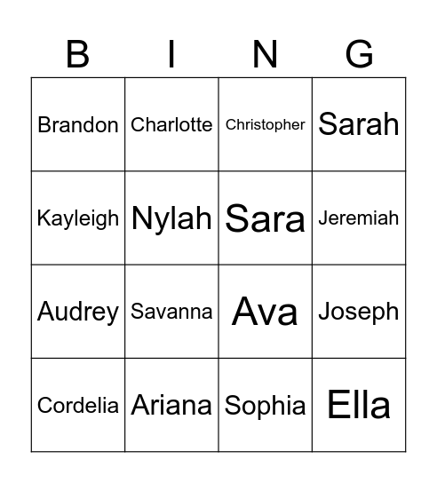 Beginning Chorus: 1 Bingo Card