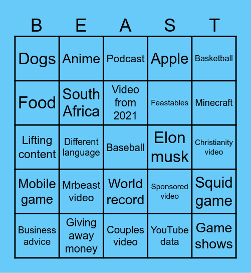 Mister breast Bingo Card