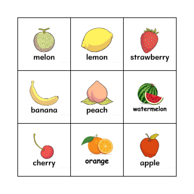 Fruit Bingo Card