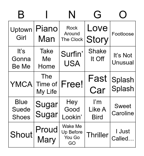 Music Bingo Card