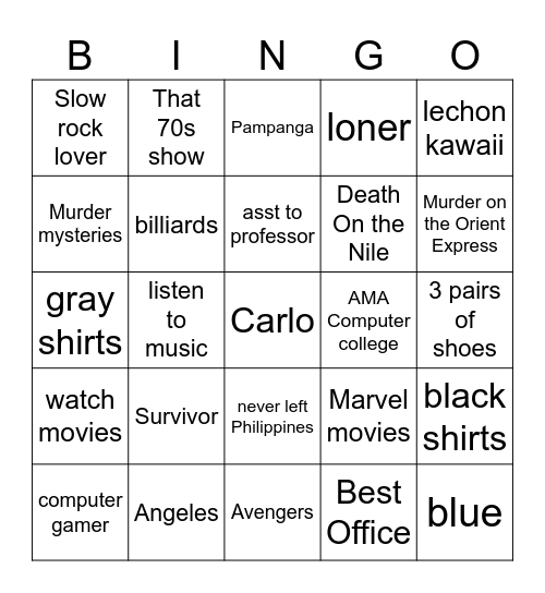 Carlo 1yr Anniversary BINGO! Bingo Card