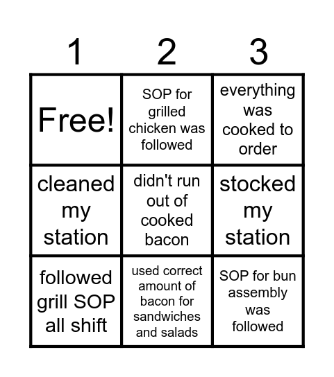 GRILL Bingo Card