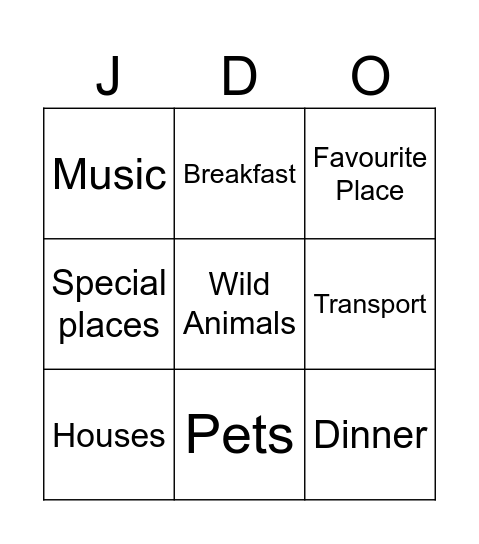 Connection Bingo Card