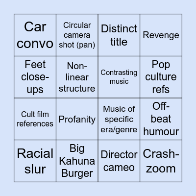 Tarantino Bingo Card