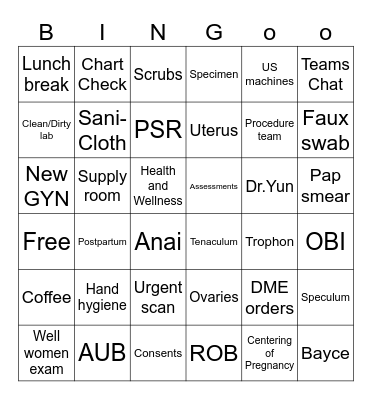 Women's Health Bingo Card