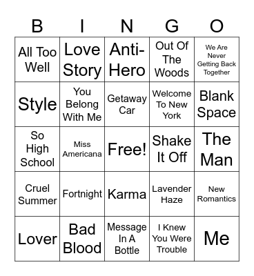 Eras Brunch Bingo Card