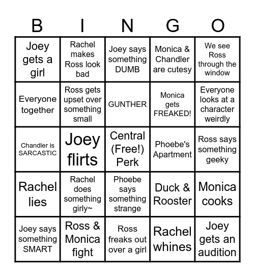 F • R • I • E • N • D • S Bingo Card