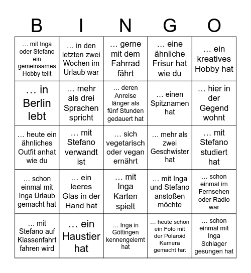 Finde eine Person, die... Bingo Card