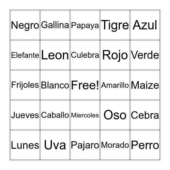 Loteria Bingo Card