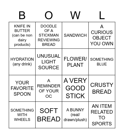 BREAD Bingo Card