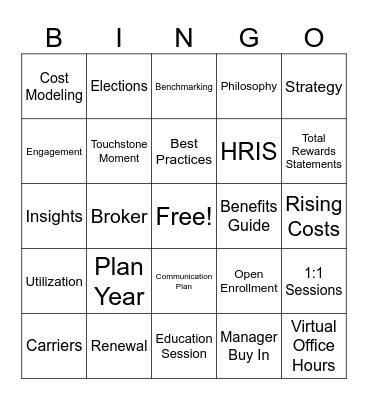 Open Enrollment Bingo! Bingo Card