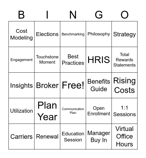 Open Enrollment Bingo! Bingo Card