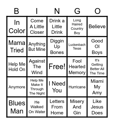 HONKY-TONK BINGO Card