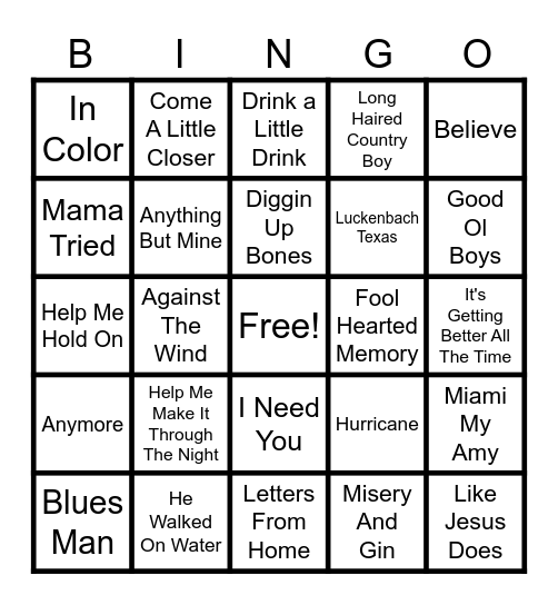 HONKY-TONK BINGO Card