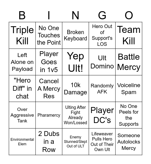 Totally Wicked Overwatch Bingo Card