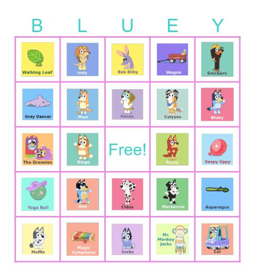 Bluey Bingo Card