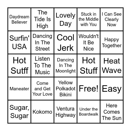 Endless Summer Bingo Card