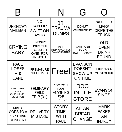 DCS BINGO Card