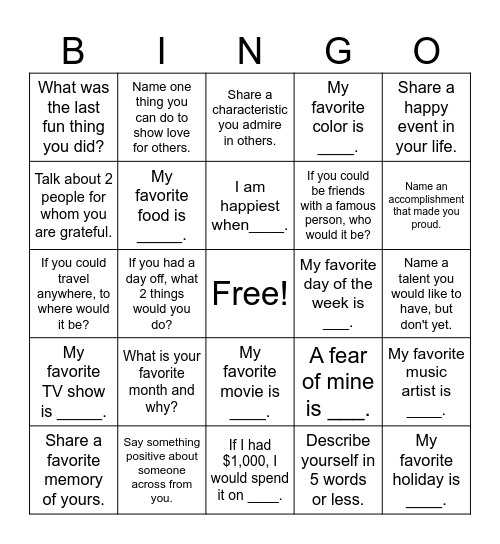 BINGO Card