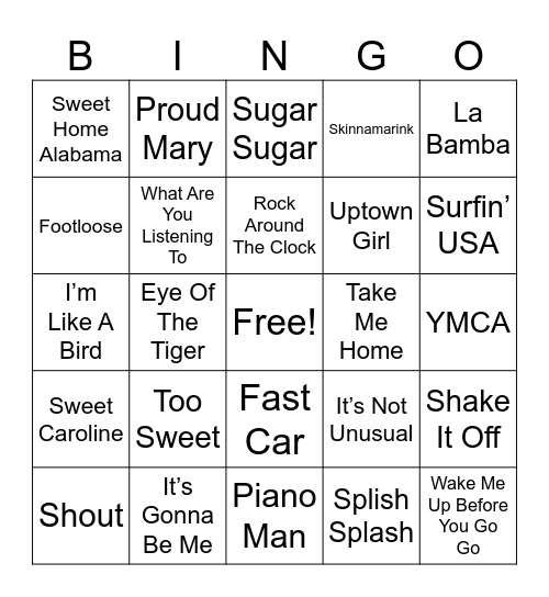 Music Bingo Card