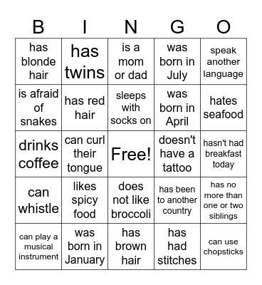 Find a Staff Member Who... Bingo Card