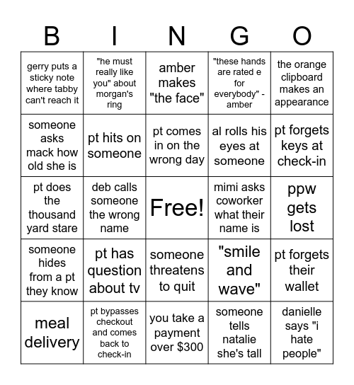 Bingo Bango Bingo Card