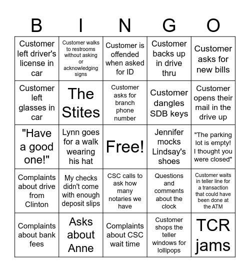 Branch Bingo #4 Bingo Card