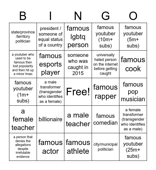 PDF FILE BINGO Card