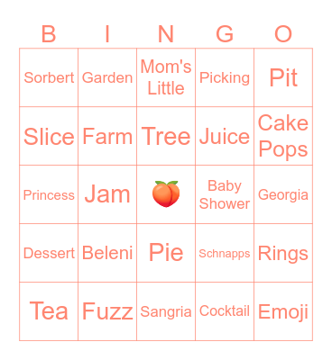 Peach Bingo Card