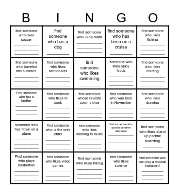 Find Someone Who Bingo Card